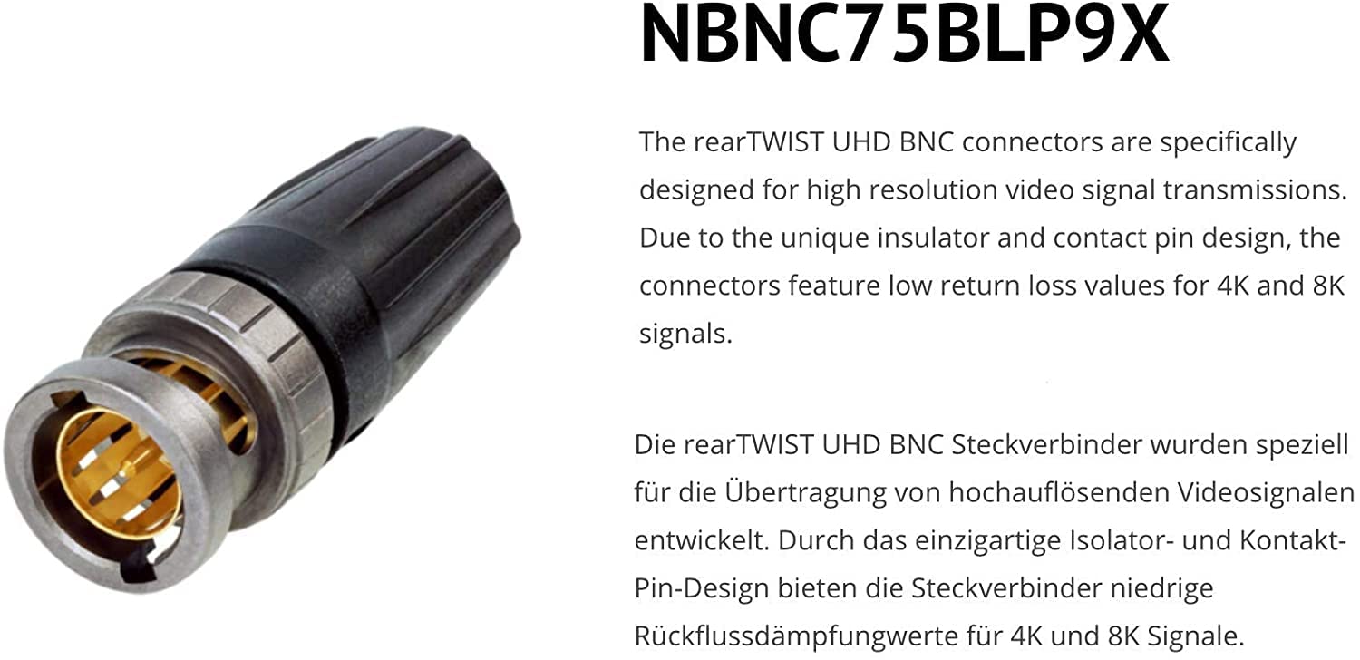 Sommer Cable VTGX-5000-BL-BL - Cable de conexión de vídeo (50 m, 6G, 3G, SDI, 4K, UHD, HD-SDI (HDTV) SC-Vector 0.8/3.7, 1 x 0,80 mm², conector BNC NEUTRIK, 164.00 ft