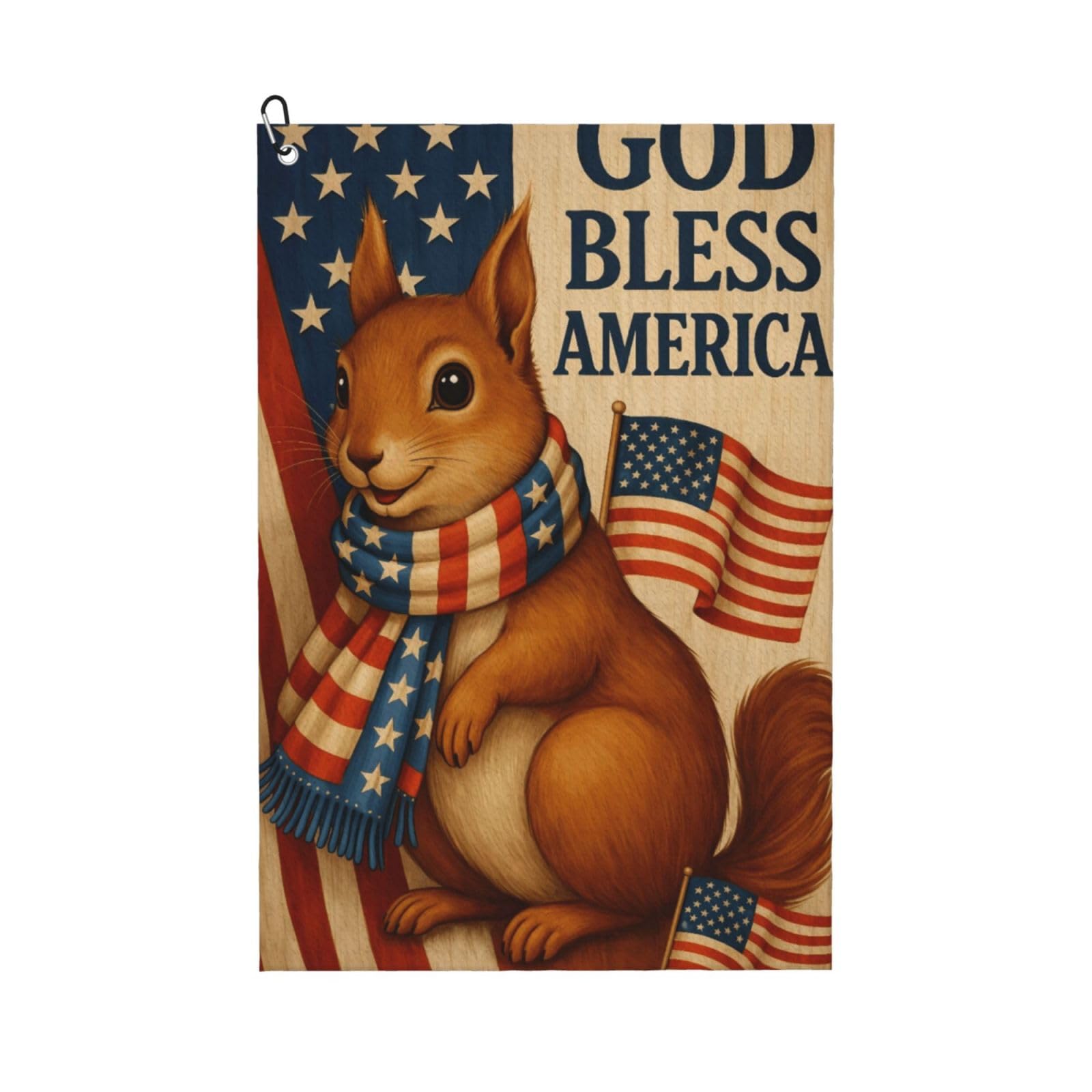 Oudrspo Patriotic Cute Squirrel Multi-Functional Golf Towel | Absorbent Quick Drying 16x24in