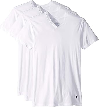 POLO Men's Slim Fit Cotton V-Neck Undershirt 3-Pack