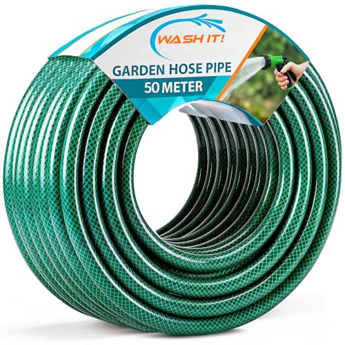 Reinforced Garden Hose Pipe - Weatherproof Kink Resistant Garden Hosepipe for Watering Gardening and Cleaning Tasks - Strong Universal Water Hose Pipe - Durable Flexible Hosepipe (50m)