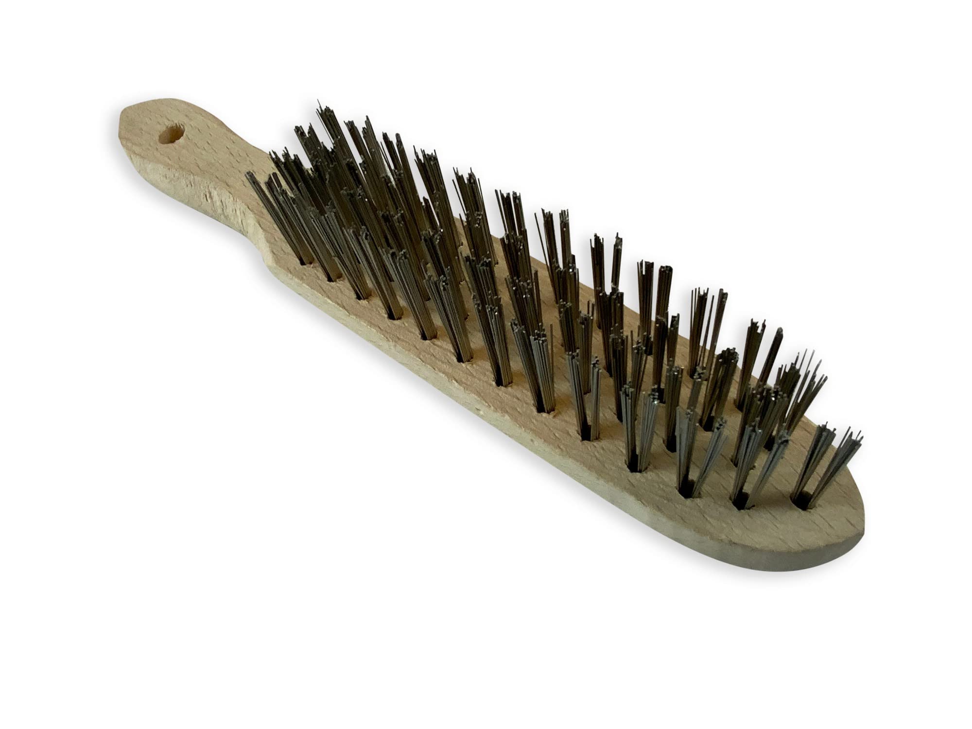 Kibros Brosse métallique main soudeur inox 4 rangs haute densité hêtre