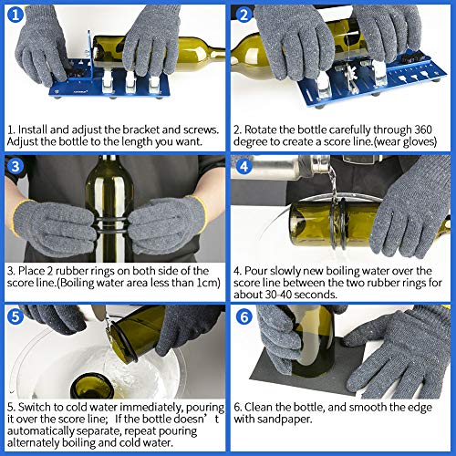 Glass Bottle Cutter Upgraded Bottle Cutting Machine for Cutting Round, Oval Bottles, Home Craft DIY Glass Cutter Bundle Tools for Cutting Wine, Beer, Whiskey, Champagne - Complete Accessories Tool Kit