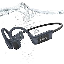 IFECCO Cuffie Conduzione Ossea Nuoto, IP68 Impermeabili Auricolari Piscina Nuoto Bluetooth 5.4, Cuffie Subacquee con Lettore MP3 da 32G, Wireless Auricolari per Nuoto, Surf, Corsa, Ciclismo(Nero)