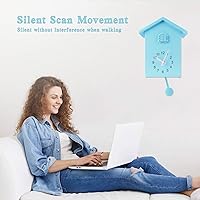 Vista 3 de KEYPOWER - Reloj de pared de cuco, sonidos naturales de pájaros o llamada de cuco, péndulo de reloj con diseño, casa de pájaros, arte de pared