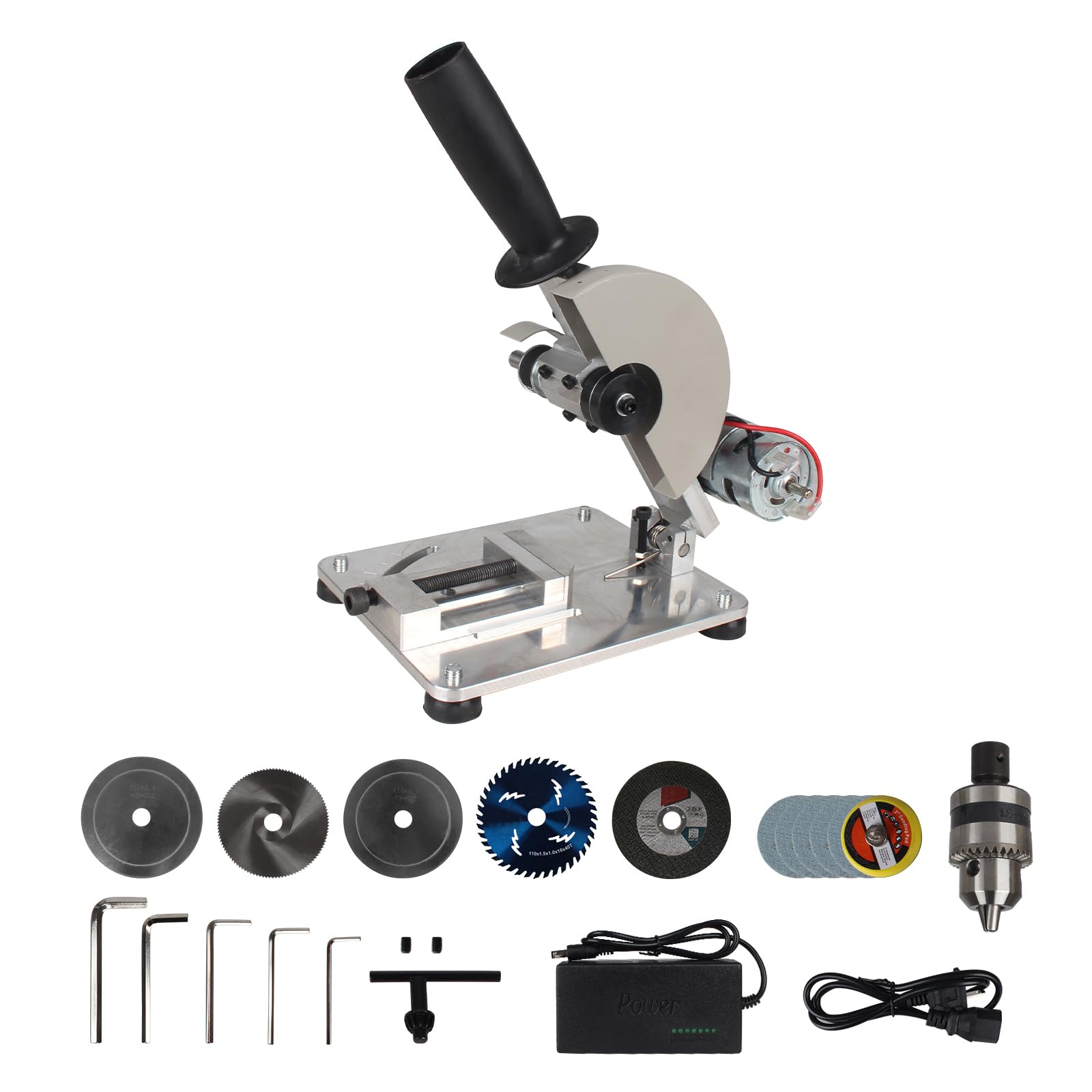 RATTMMOTOR Q08-3 Multipurpose Portable Small Hobby Table Saw Cutting Machine 110V-220V, 0-45° Angle Adjustable, 795 Motor Dual Shaft for Wood, Plastic