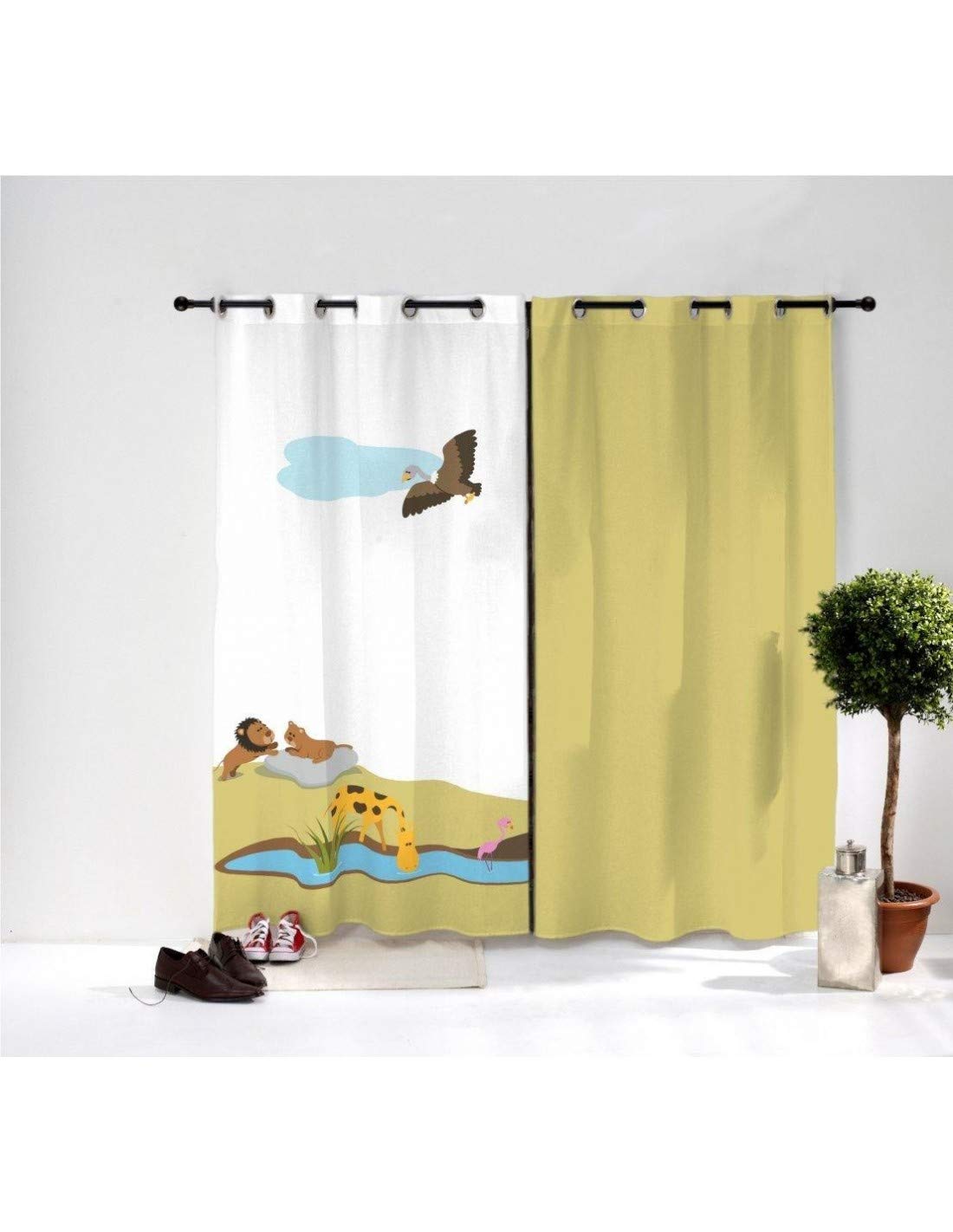 Rideaux Savane bicolore style moderne de taille compacte 145 L x 180 H cm