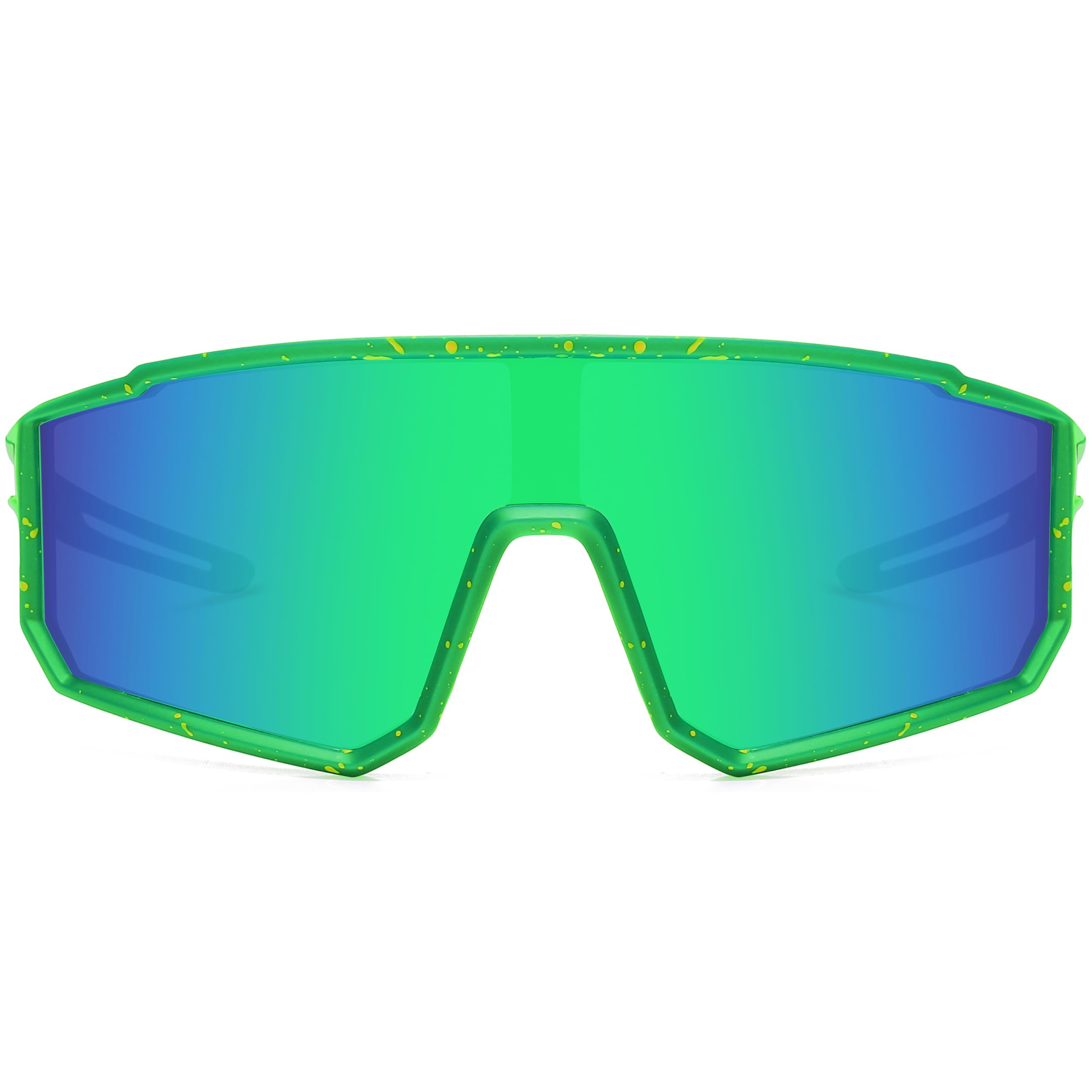 Kursan Kids Polarized Baseball Sunglasses for Boys Girls Youth Sports Goggles UV400 Protection Age 8-14(Green Floral/Blue Green Mirrored)