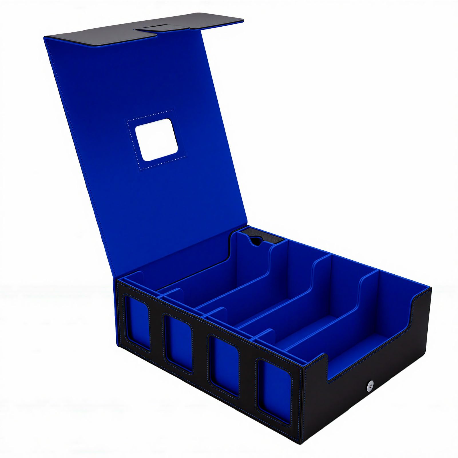 Pudełko do Przechowywania Kart Kolekcjonerskich Eleganckie, 4-rzędowe Etui na Karty o Dużej Pojemności do Kolekcji Kart Gier (Czarno-niebieski)