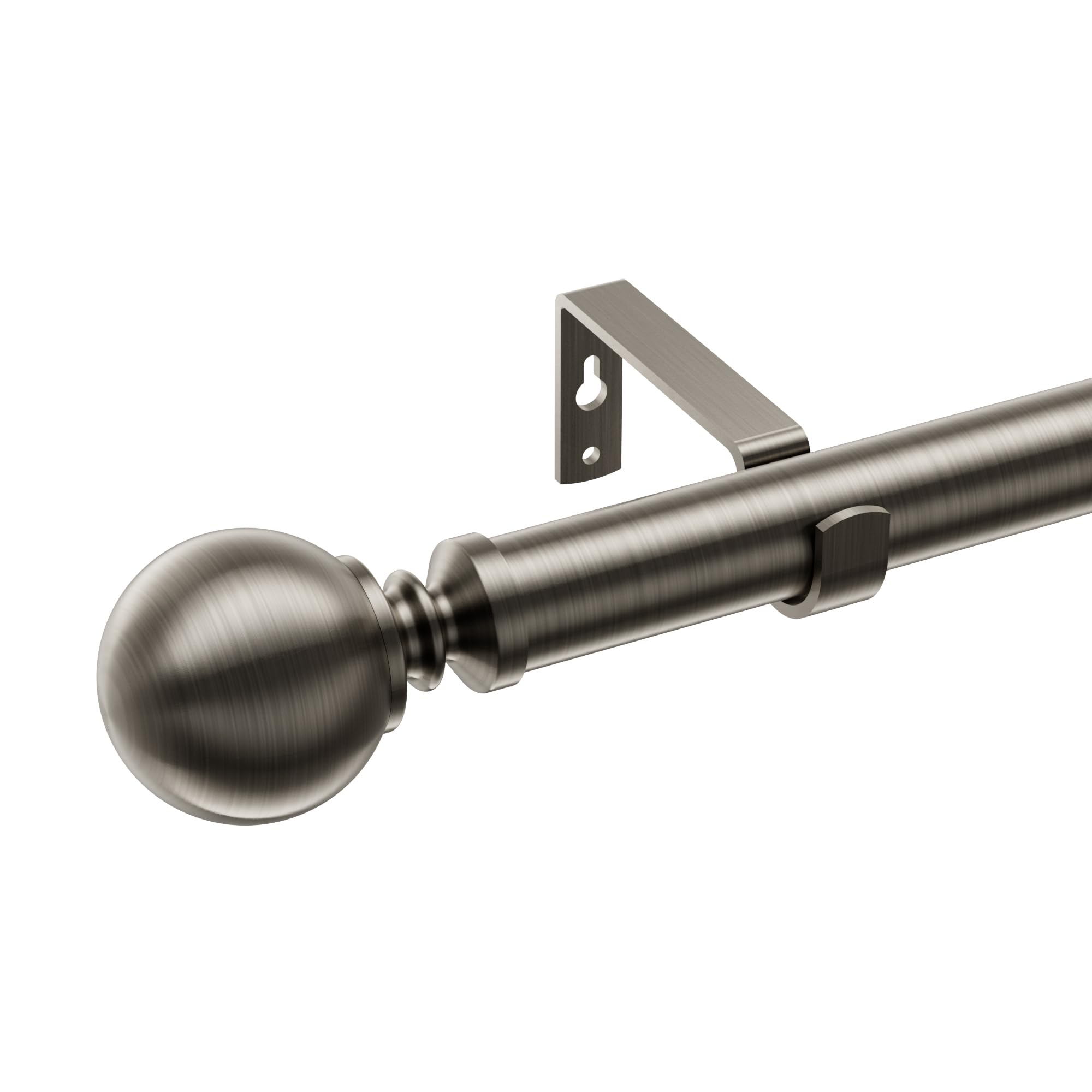 Plain Metal Ball Extendable Curtain Poles for Eyelet Curtain. Adjustable Heavy Duty Curtain Rods. Includes 60mm Ball Finials, Dia 25/28mm Rods, Brackets, Fittings. 120-210cm Black Nickel