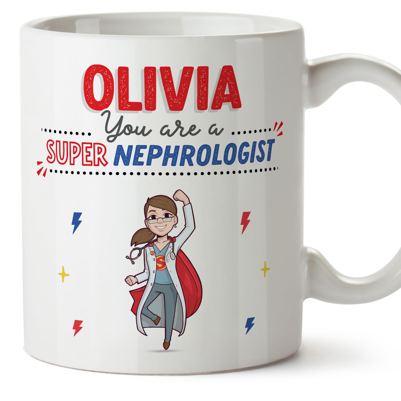 MUGFFINS Personalised Mug for Nephrologist Woman - in English - You are Super! - Funny Custom Gift for Colleagues - Ceramic 11oz Mug