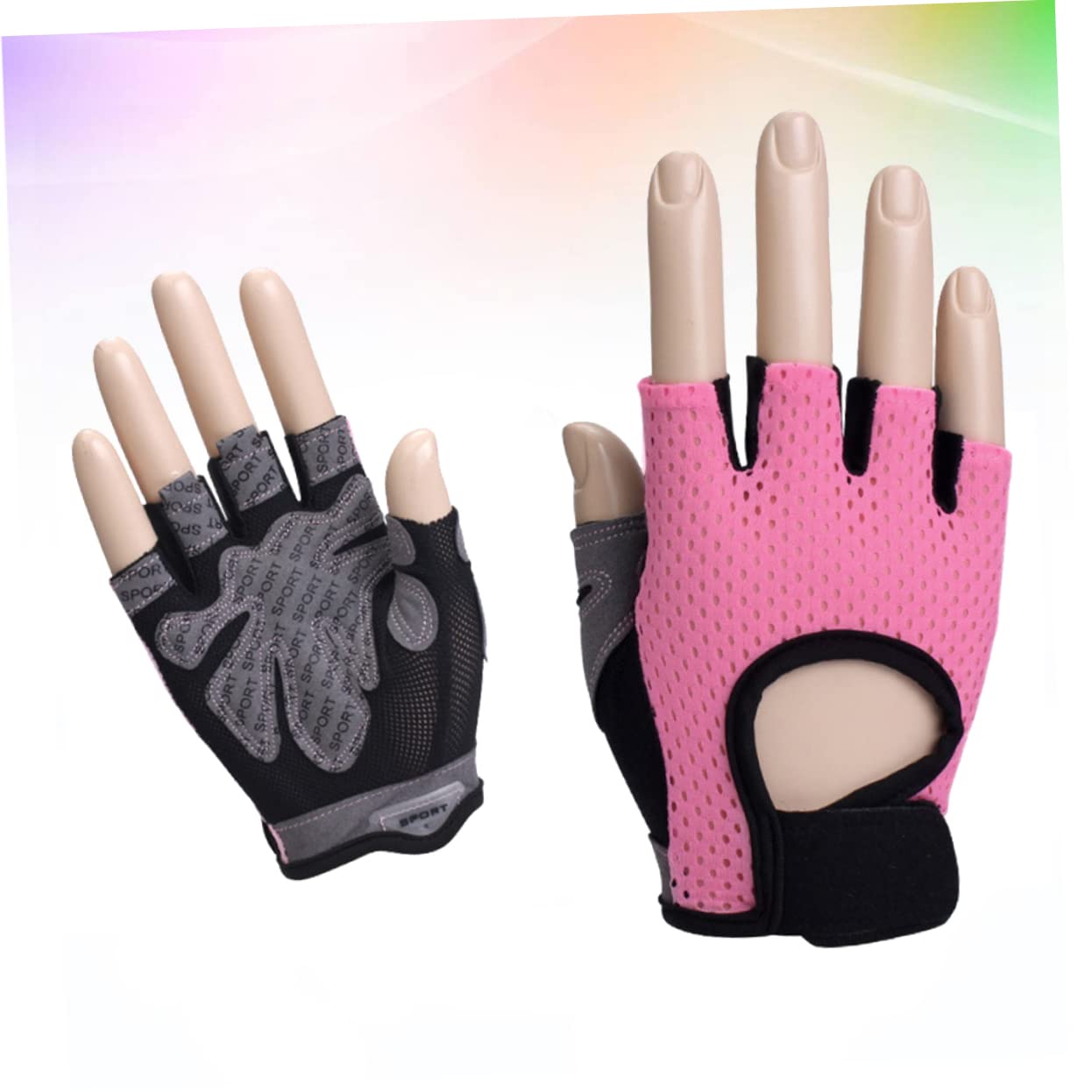 VANZACK 3pezzi Guanti Da Allenamento Donna Guanti Mezze Antiscivolo Per Sollevamento Pesi Palmare Per Fitness Per Esercizi Palestra Rosa Taglia s