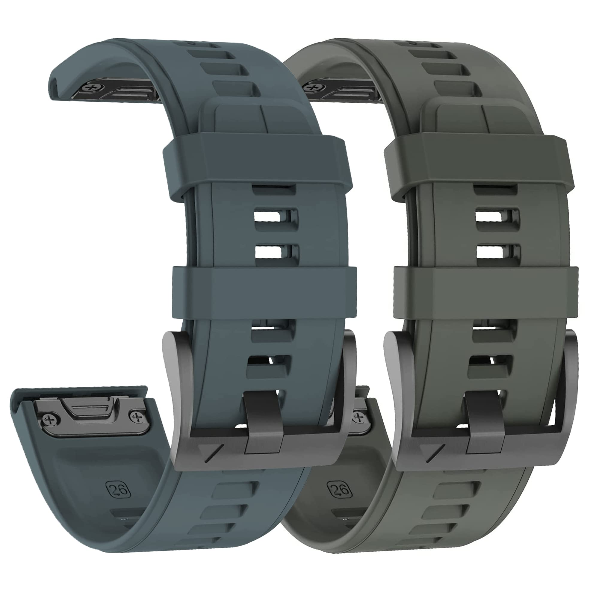 hellosyCompatible with Garmin Fenix 5 Watch Band/Garmin Fenix 6 Watch Band, 22mm Quickfit Watch Bands Replacement for Garmin 935/945/Instanct/Fenix 7/Approach S60/Approach S62 Watch Band(Slate+Army