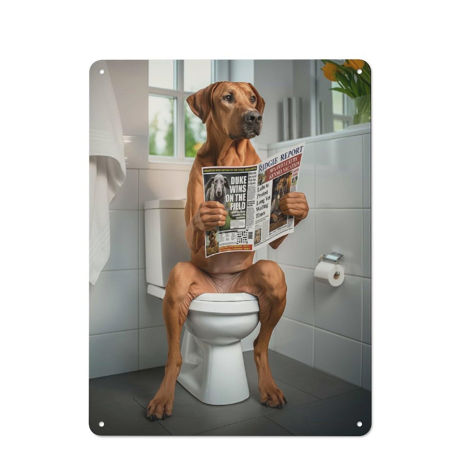 Junmoney Rhodesian Ridgeback Toilet Tin Sign 40X30cm With For Hallway Wall, Vintage Decor, For Home Interiors, Feature Walls And Decorative Displays