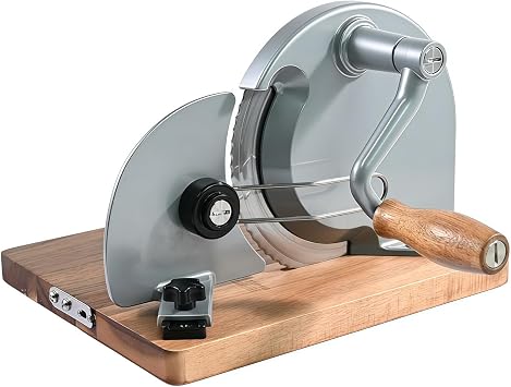 Manual Bread Slicer,Multi-Functional Foldable Hand-Cranked Bread Slicer with Steel Guard Plate and Non-Slip Base Pad Features Adjustable Thickness with Scale Lines for Even slicing HomemadeGray