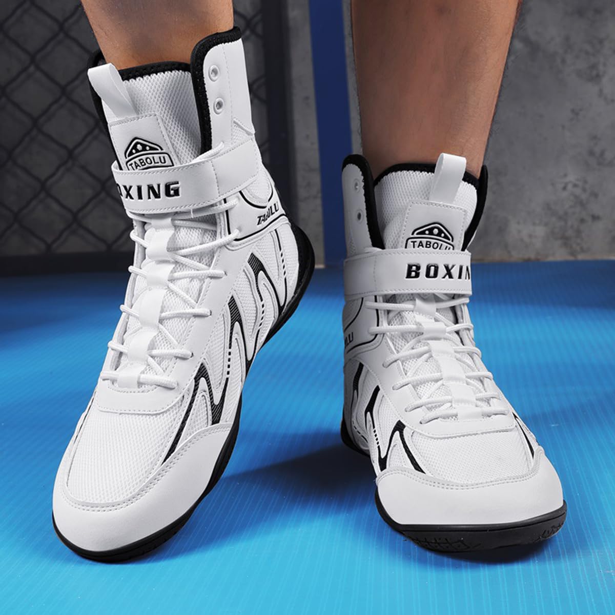 Zapatillas De Boxeo para Hombre Zapatos de Deportivas Artes Marciales Transpirables Antideslizantes Botas De Fitness Interiores para Lucha Libre Sentadillas