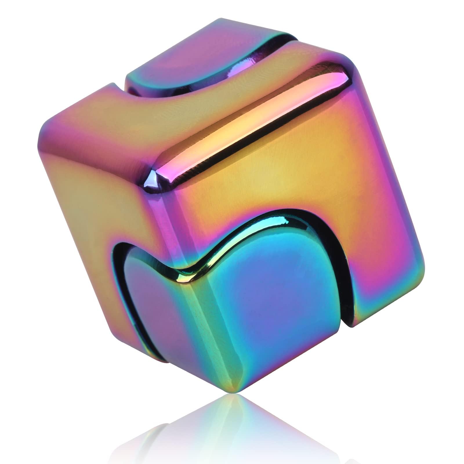 Fidget Cube Spinner, Anti-Anxiety Focusing Fidget, Metallic Finger Cube Spinner, Top Desktop Stress Relieve Cube Spinner, 4-in-1 EDC Fidgets Spinner, for Kids and Adults