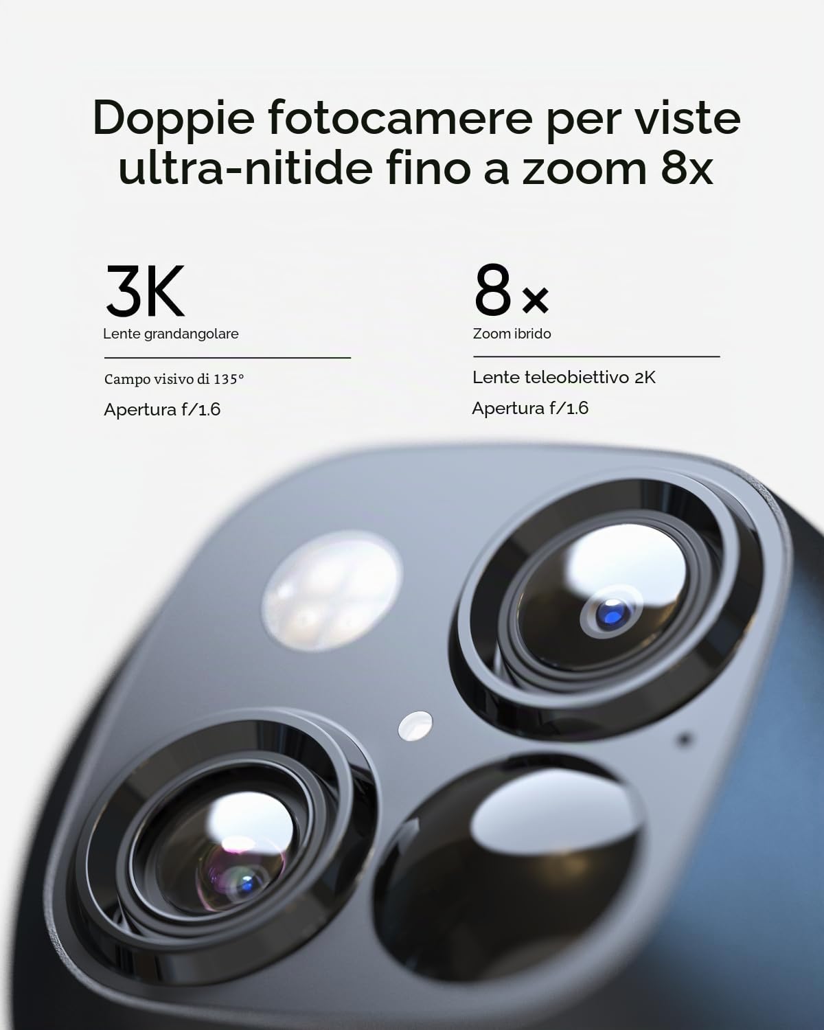 eufy Security SoloCam S340 - Telecamera di sicurezza solare per esterni, wireless, 3K, sorveglianza a 360°, senza punti ciechi, Wi-Fi a 2,4 GHz, compatibile con HomeBase 3 (rinnovato)