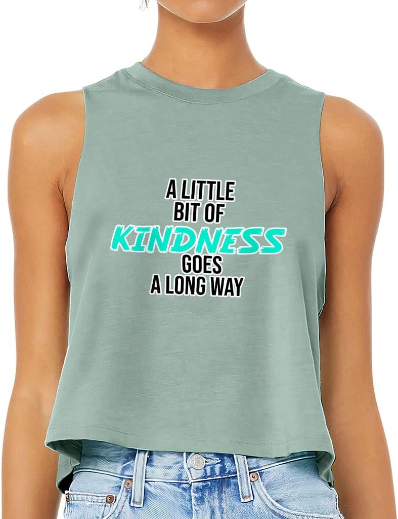 A Little Bit of Kindness Racerback Cropped Tank - Word Print Women's Tank - Cute Tank Top