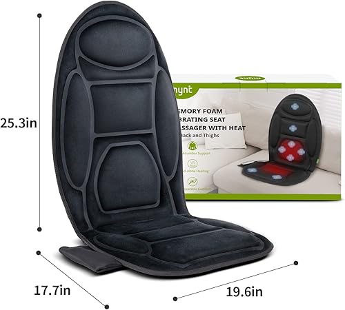 Miniatura 7 de Mynt Funda de asiento con calefacción, cojín de asiento de masaje con calor, masajeador de espalda para silla con 8 motores vibradores, almohadilla