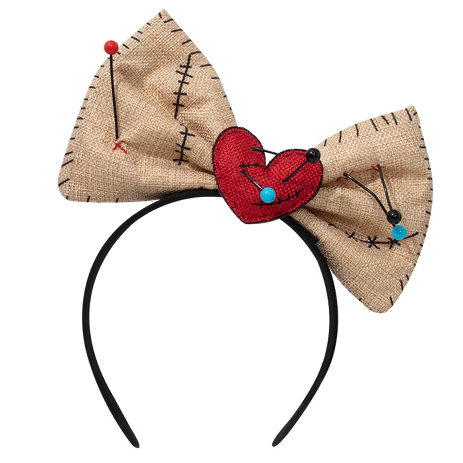 KHZen Bowtie Headband Voodoo Doll Necklace Cosplay Costume Hairhoop Masquerades Hairband Headpiece For Halloween