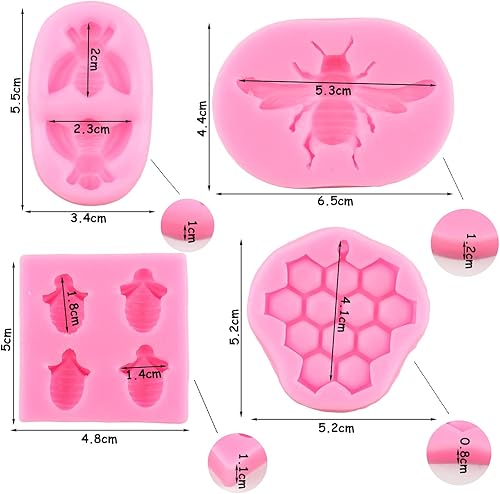 Miniatura 4 de ZiXiang Bumble Bee - Molde de silicona para panal, abejas, fondant, para cupcakes, arcilla de caramelo, chocolate, pasta de semen, decoración de