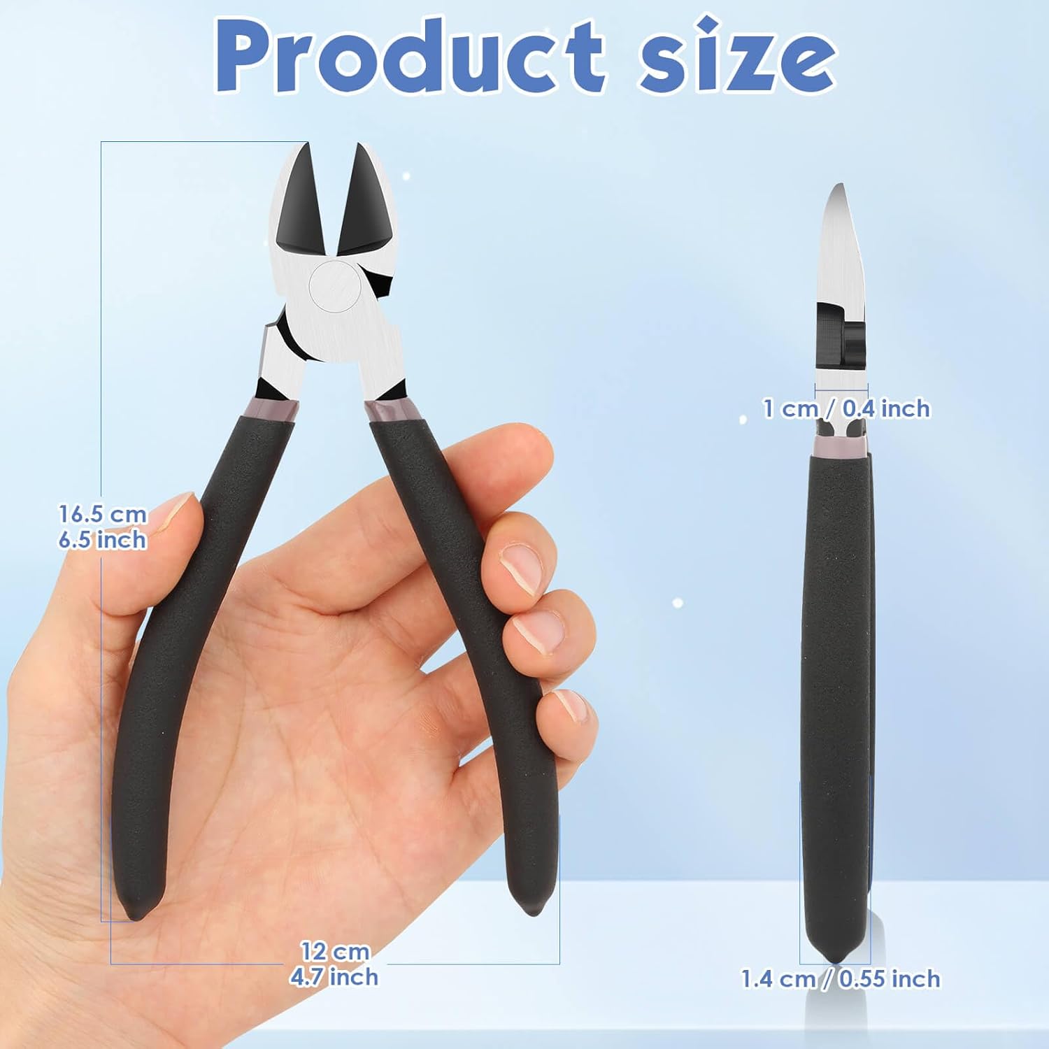 Billbotk Wire Cutters, Large Heavy Duty Side Cutter Pliers Wire Snips, Flush Cutting Pliers for Jewelry Making, Floral Wire and Crafts, Wire Cutting Tool for Zip Ties, Cable Ties and Plastic