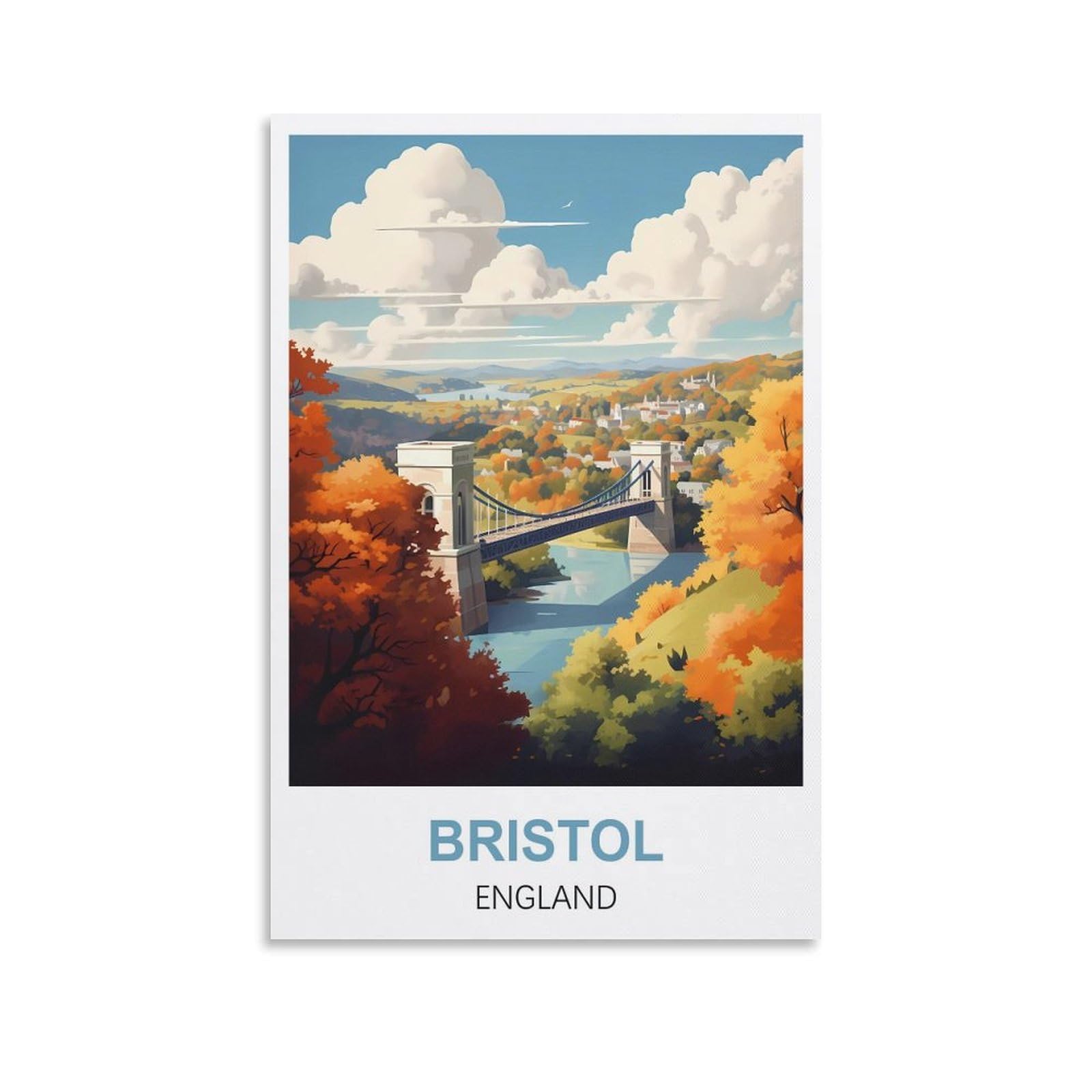 Wgmdoee Unframe-Style Bristol England Vintage Travel Posters 12X18inch(30X45cm) Canvas Poster Living Room Wall Art Home Decor