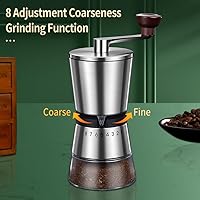Vista 4 de Manual Coffee Grinder - 8 Adjustable Coarseness Settings, Hand Crank Coffee Mill, Large Capacity, Portable Hand Coffee Grinder for Moka pot, French