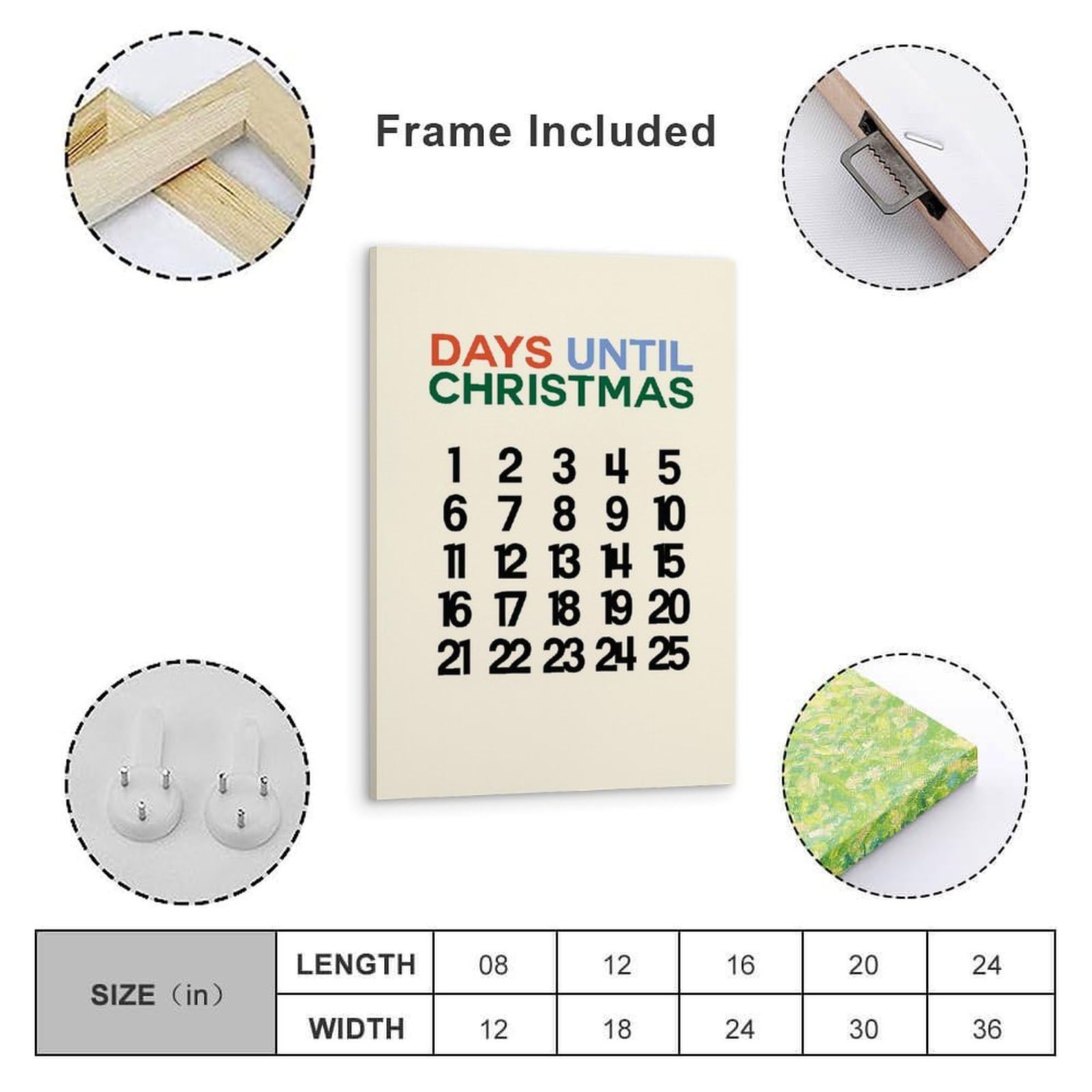 Calendario dell'Avvento di Natale, poster su tela, stampa artistica contemporanea e alla moda, decorazione da parete per cucina, appartamento, ufficio