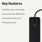 Amazon Basics 12-Outlet, 4000 Protecteur de la bande de puissance Joule, 8ft, noir