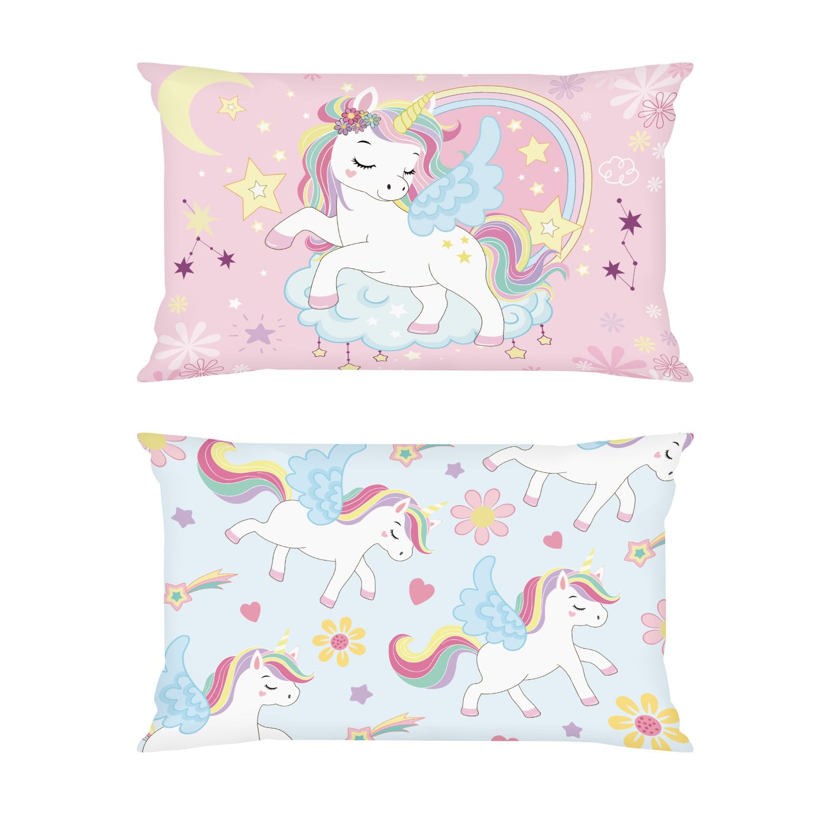 Joymaison 33x45 Pack of 2 Pink Unicorn Rainbow Throw Pillow Cushion Covers