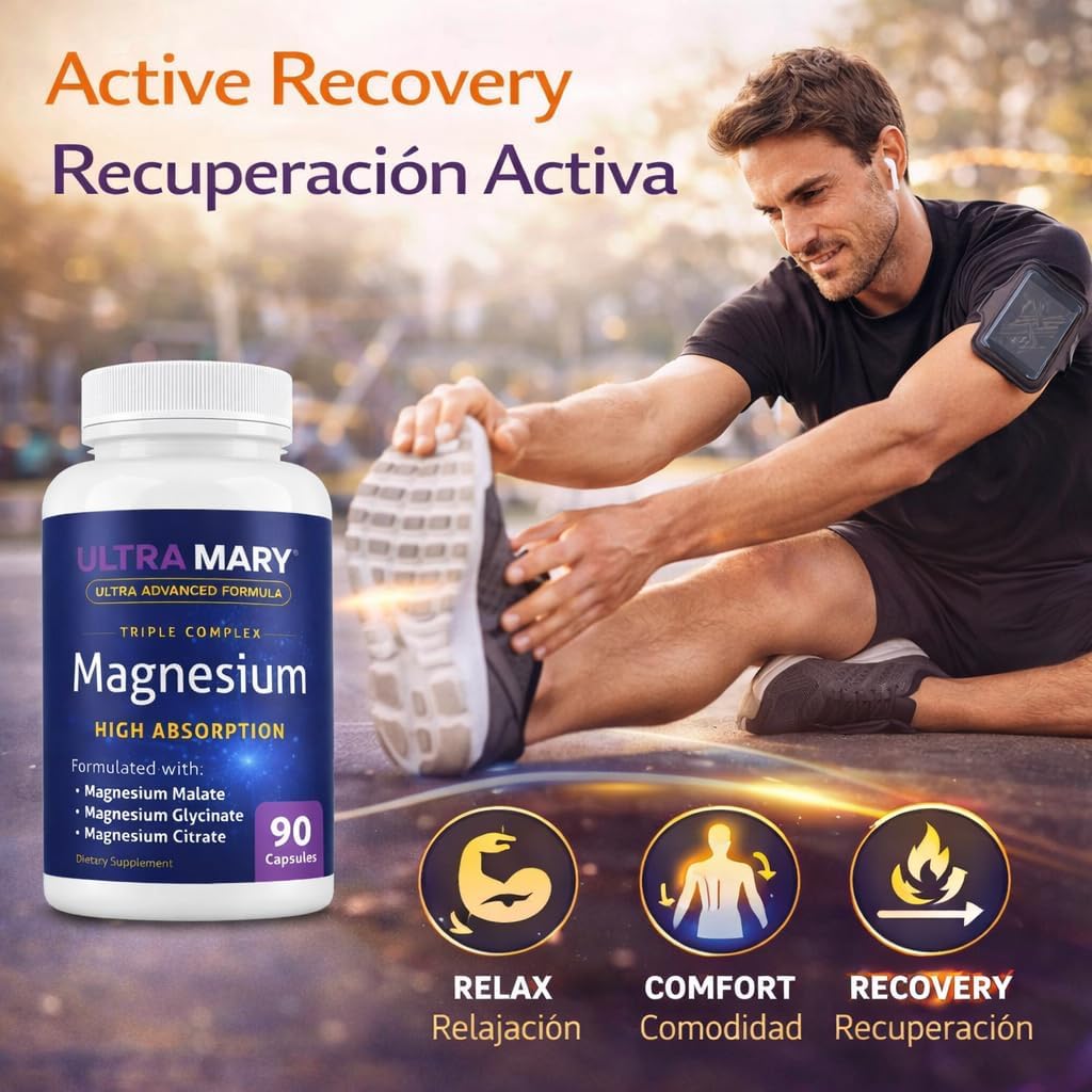 Magnesium Complex – High Absorption Magnesium Glycinate, Magnesium Citrate & Magnesium Malate – Supports Muscle Relaxation, Calm & Restful Sleep – 90 Capsules