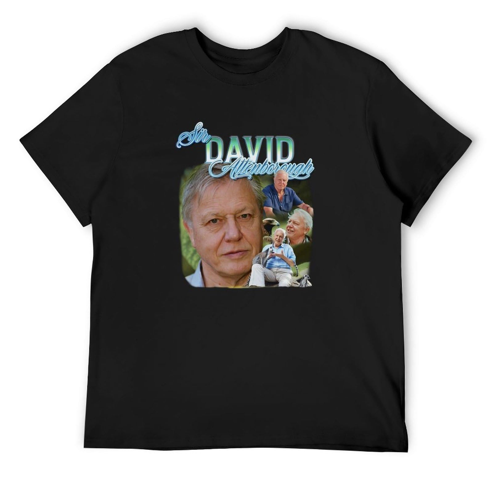 Huachenyu Unisex Black David Attenborough Homage Men's T-Shirt Tee Shirt M