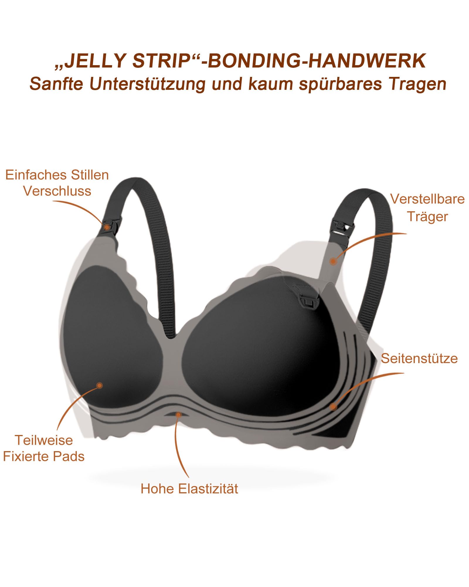 Nahaufnahme des weichen, nahtlosen Stoffes des As Fairy Still-BHs.