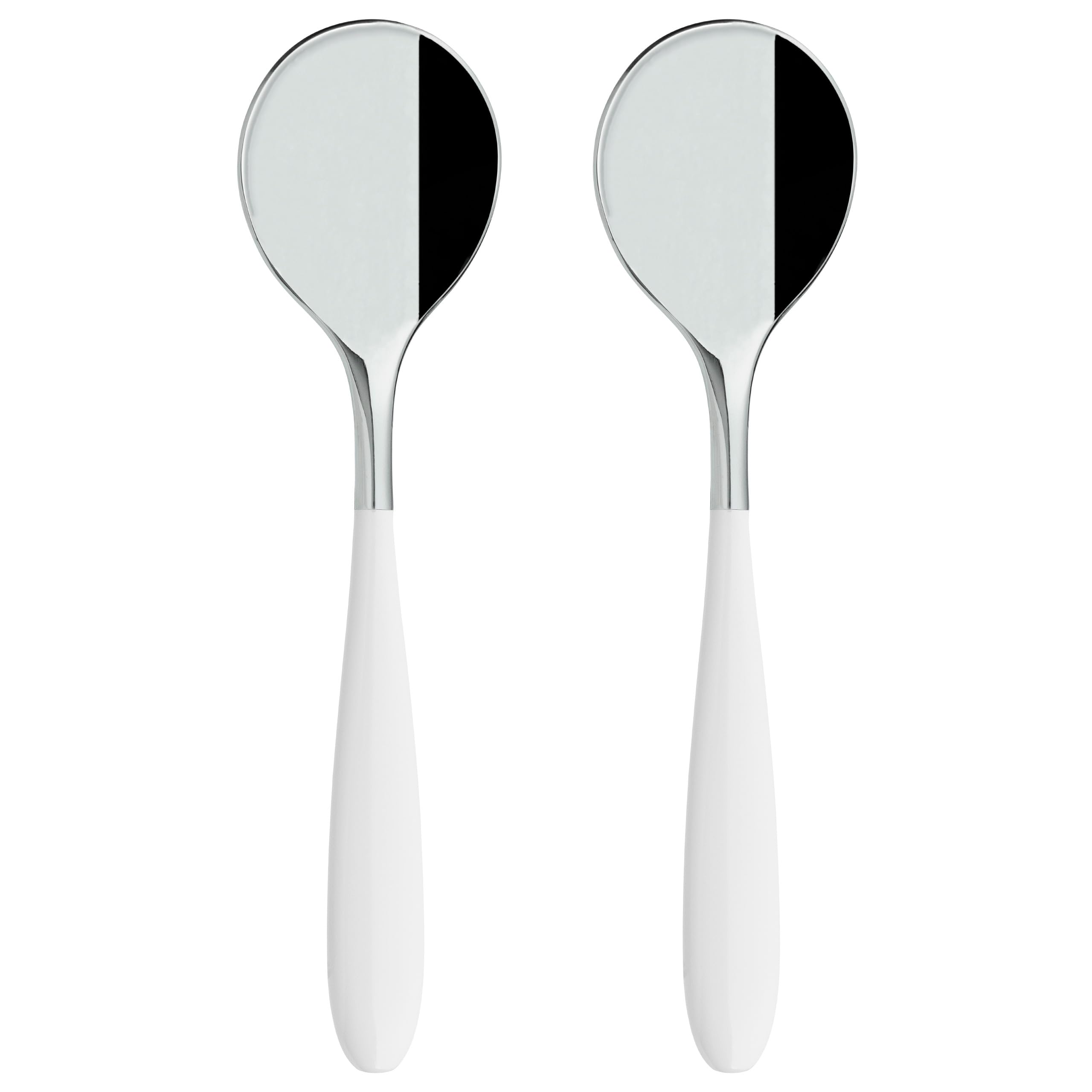 Grunwerg Ying & Yang Soup Spoons 2SUS650W, 18/10 Stainless Steel, Set of 2, White
