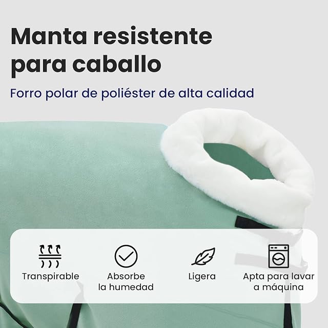 Foto 4 de 8 de vidaXL Manta para Caballo Verde Especial 135 cm Forro Polar