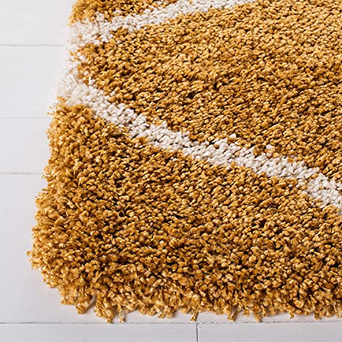 Image of Handwoven Microfibre 3D Rug for Living Room (Gold &Ivory Moraccan, 5 X 8 Feet, Microfibre)