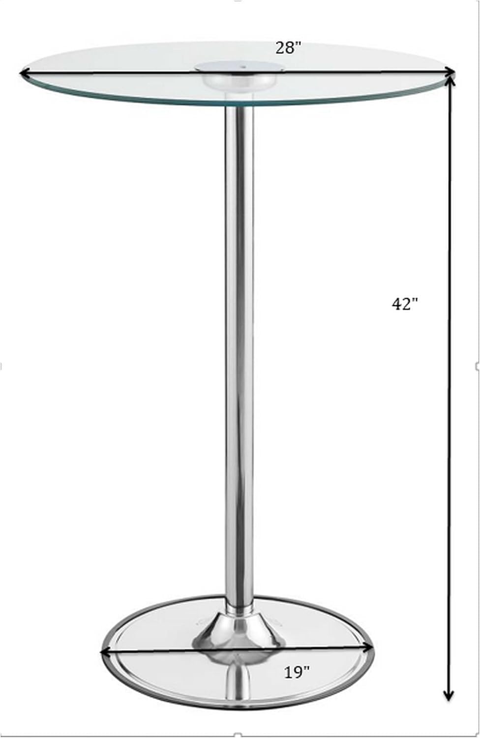 Coaster Home Furnishings - Thea - Glass & Metal - 28-Inch Round Table with Small Tempered Glass Top and LED Lights - Dining Room & Home Bars - Chrome - 122400