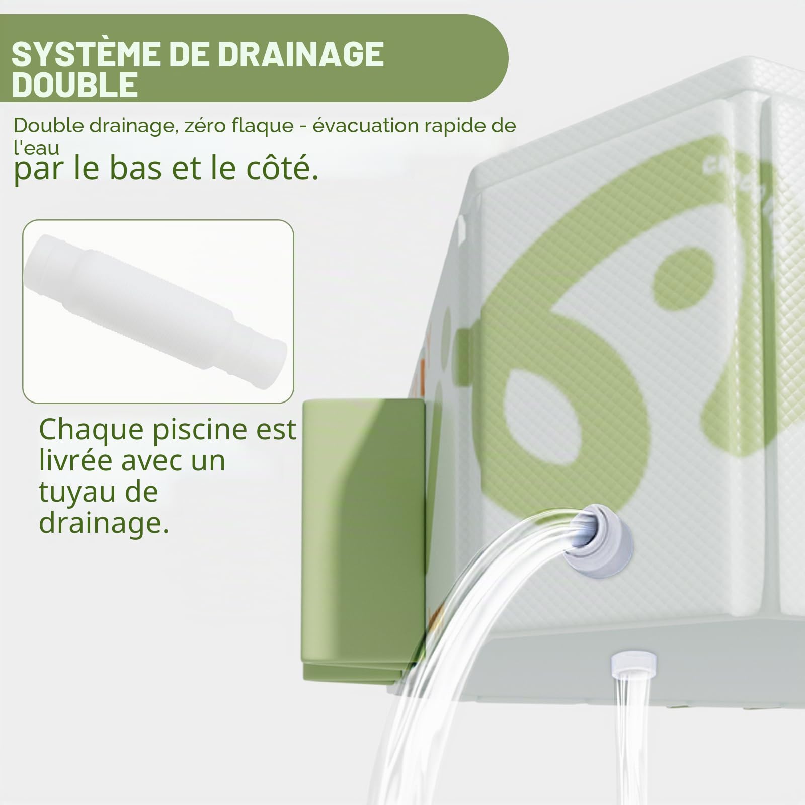 Piscine Pliable 220x135x50 cm - Piscine Hors Sol pour Enfants et Adultes, Grande Piscine Portable avec Double Vidange, Facile à Nettoyer et Gain de Place, Idéale pour Jardin, Terrasse, Plage et Fêtes