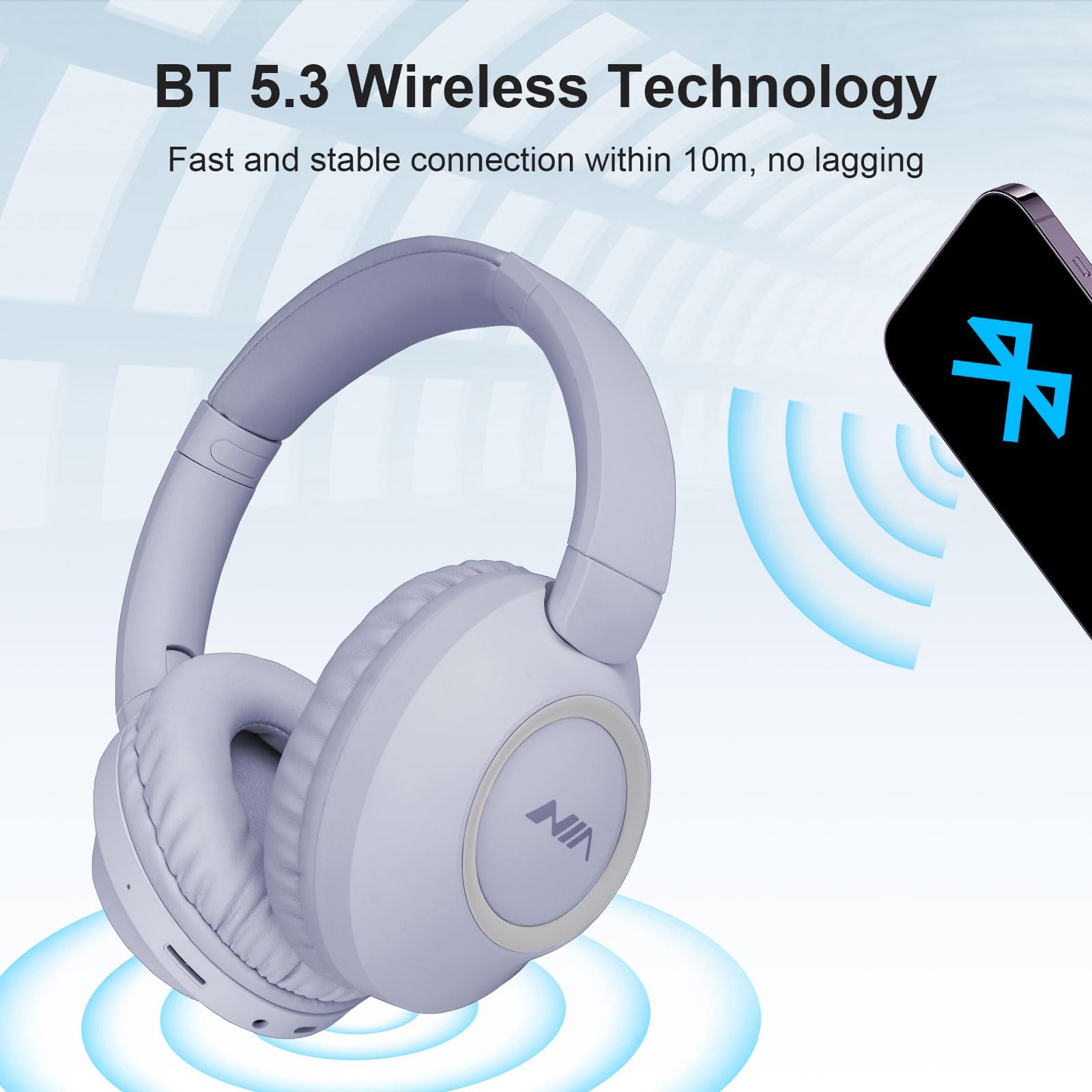 XuanGui Wireless Headphones Over Ear, 20H Playtime, Lightweight Foldable Bluetooth Headphones with Built-in Mic, FM Radio - Image 3