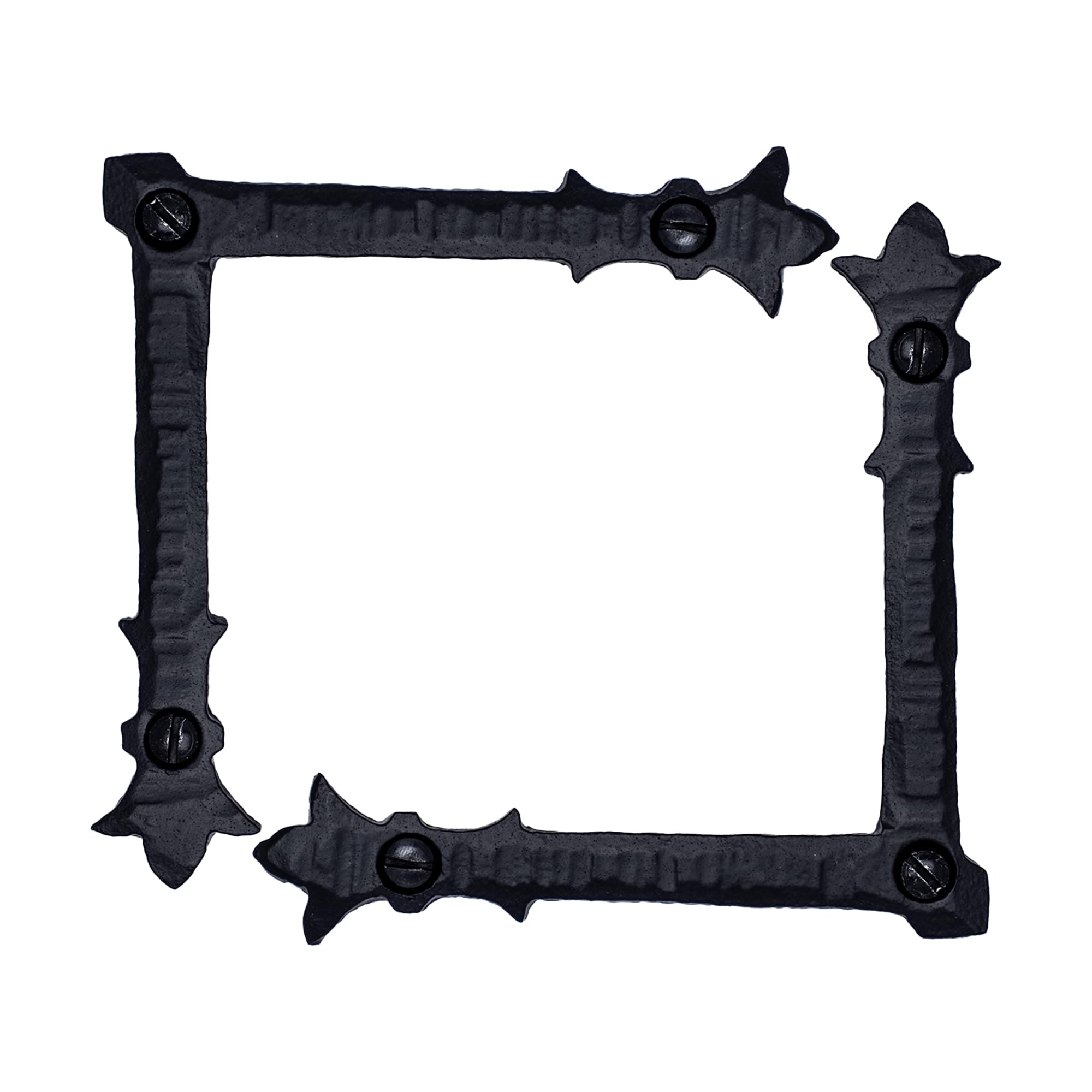 2 Pack 3.5 inch Decorative Corner Brackets Black L Bracket Decorative Corner Brackets Flat Angle Bracket Barn Door Hardware Ornamental Brackets The Byzantium Series by Borderland Rustic Hardware