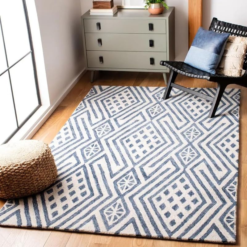 Image of Modern Abstract Hand Tufted Wool Floor Carpet for Home decore Living Room|Home and Bedroom & Hall 5x7 feet (150 x 210cm) White H13