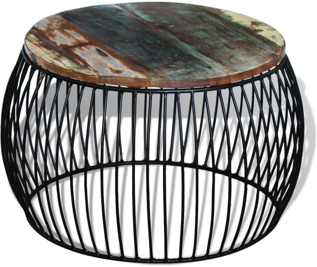 Round Reclaimed Wood Coffee Table, 26.8"x 13.8"