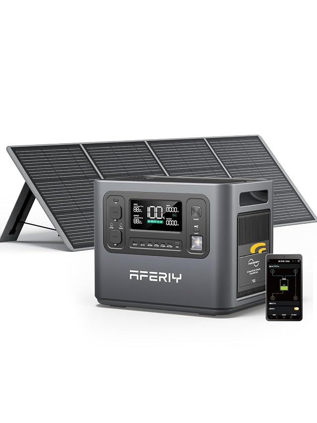 AFERIY Solar Generator P210 with 200W Solar Panel 2400W Portable Power Station 2048Wh AC Output with 120V 2400W