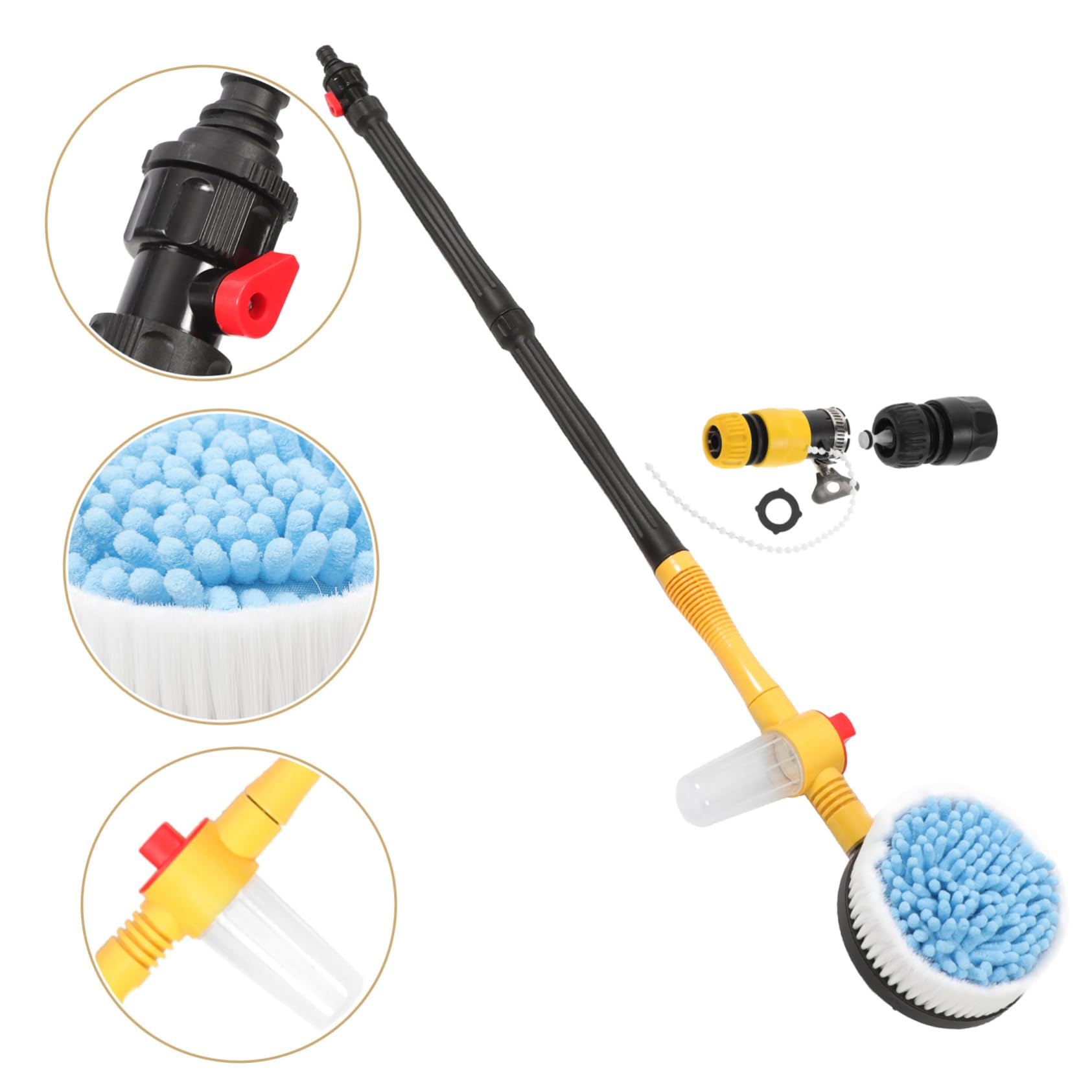 Gatuida Brosse De Lavage De Voiture Rotative à Long Manche Système Rétractable pour Nettoyage Voiture Automatique Lavage Extérieur