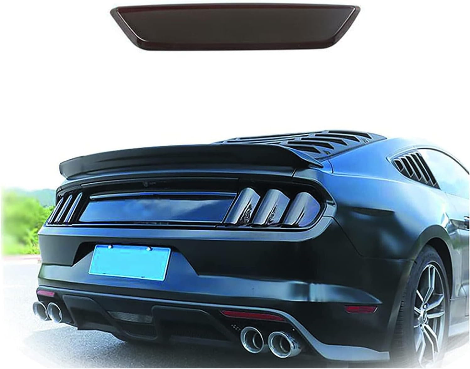 Black Smoked Rear Fog Light Lamp Trim Cover Accessories for Ford for Mustang V6 2015-2017 & /GT/Shelby GT350/Shelby GT350R 2015-2020 & Bullitt/GT V8 2019-2020 Gloss