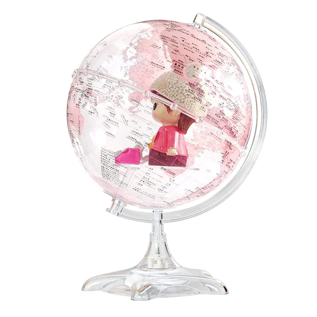 Globe, 8.5 Inch Ar Automatic 360° Rotating Globe with World Map Educational Clear Text Marking(J)