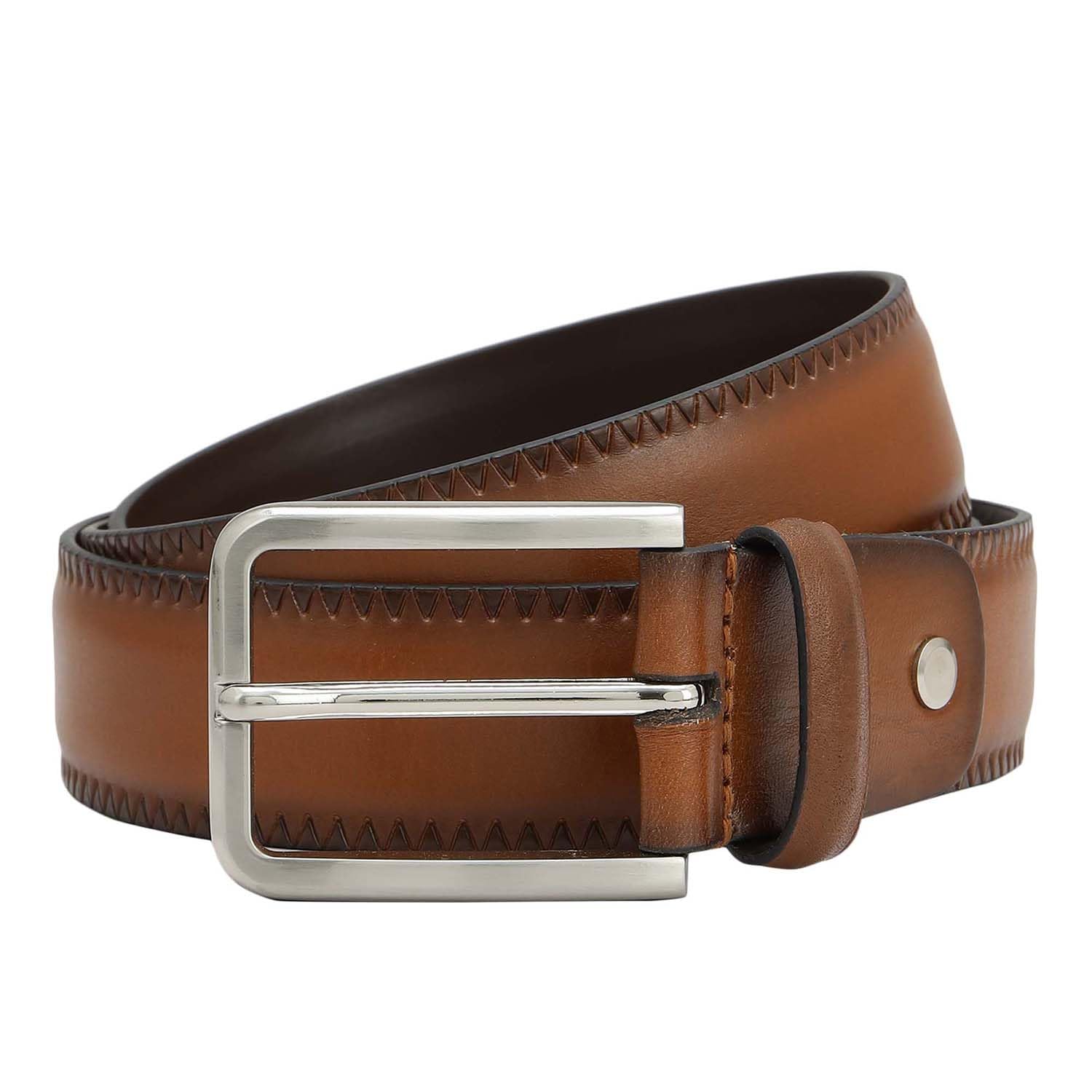 Non Reversible Leather Belt for Men - Brown-image-21
