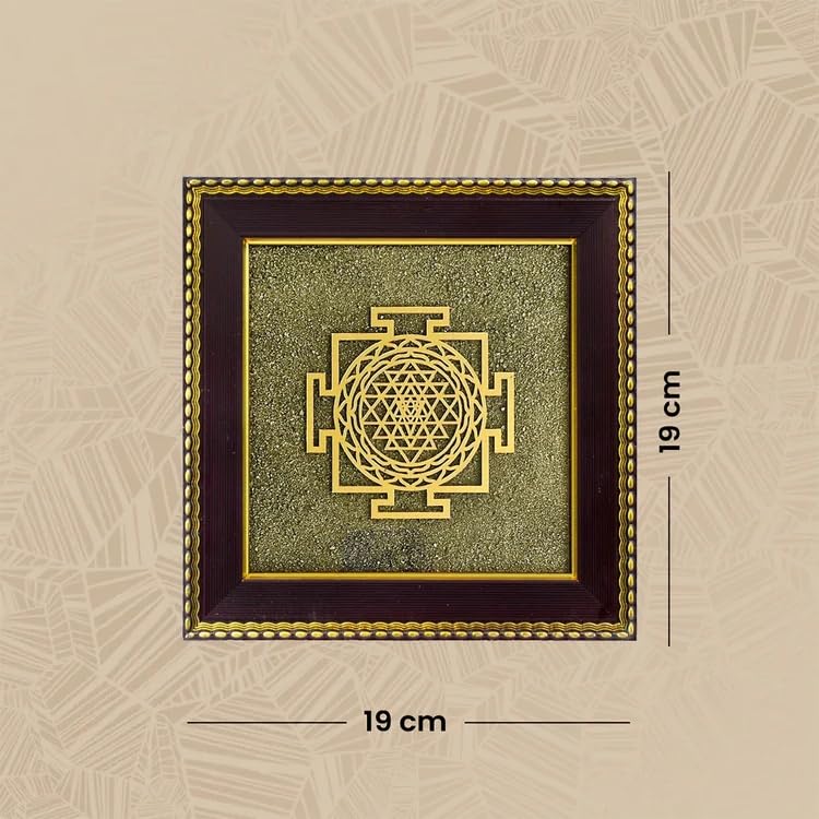Image of Astrotalk Ghar Samriddhi Combo | Shree Yantra & Lakshmi Kuber Yantra | Pyrite Stone Frame for Money & Success | Home Decor vastu Items for Home & Office | Gift for Man & Woman | 19x19x1 cm | 2 Piece