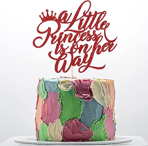 Miniatura 1 de Decoración para tartas con texto en inglés "A Little Princess is on her Way", decoración de pasteles de niña coronada, bueno para baby shower,